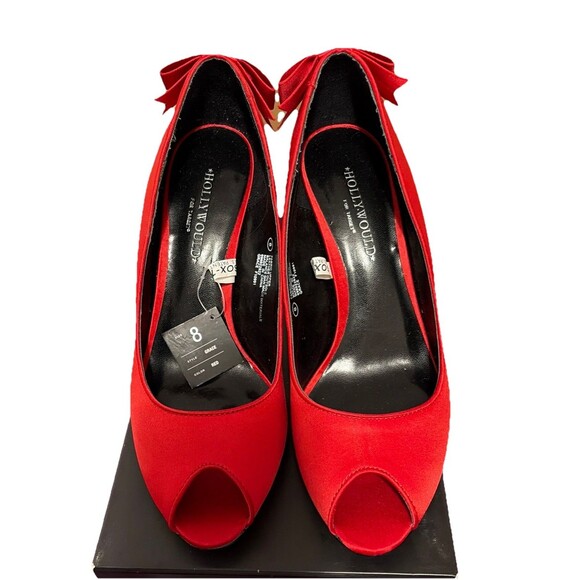 Hollywould For Target Grace Women 8 Red Satin ￼Heels Vintage Y2K Glam Girl Boss - Picture 2 of 10